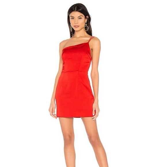 superdown Dresses & Skirts - SUPERDOWN x REVOLVE Red Rubi One Shoulder Satin Mini Dress Party Dress Size S